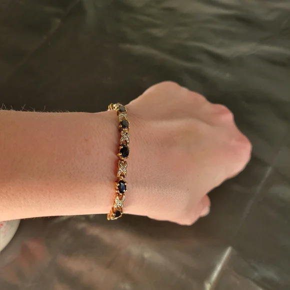 Sold...Vintage Sterling Silver Tennis Bracelet Diamond & Sapphire X's & O's 7 in - Picture 11 of 15